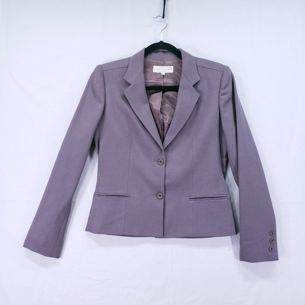 Jones New York Dusty Mauve Purple 100% Wool Business Blazer Jacket Size 6